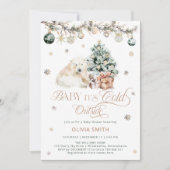 Baby's Cold Outside Niedliche Polar Bear Baby Dusc Einladung (Vorderseite)