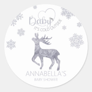 Baby's Cold Outside Nordic Rentier Baby Shower Runder Aufkleber
