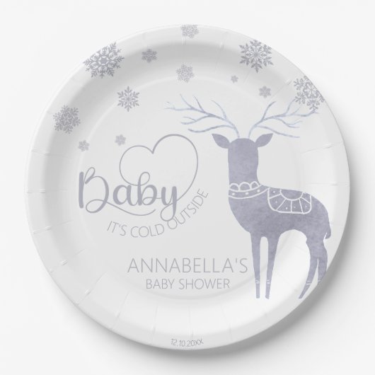 Baby's Cold Outside Nordic Winter Baby Shower Pappteller (Vorderseite)