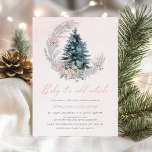 Baby's Cold Outside Pink Winter Baby Dusche Einladung