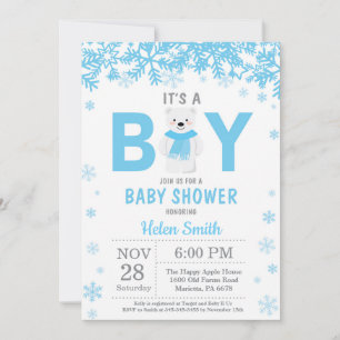 Baby's Cold Outside Polar Bear Boy Baby Dusche Einladung