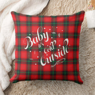 Baby's Cold Outside Red Kariert Holiday Modern Kissen
