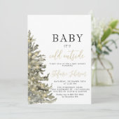 Baby's Cold Outside Weihnachtsbaum Baby Shower Einladung (Stehend Vorderseite)
