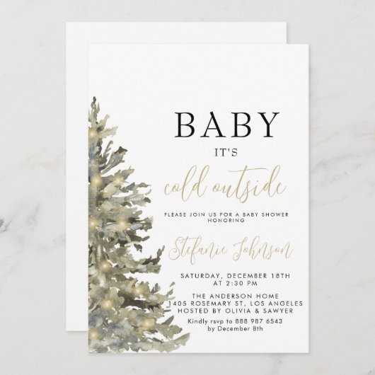 Baby's Cold Outside Weihnachtsbaum Baby Shower Einladung