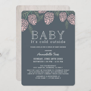 Baby's Cold Pine Cone Navy Drive by Baby Shower Einladung