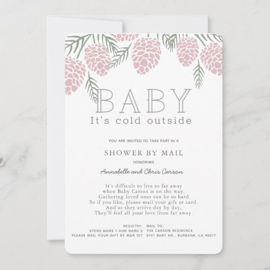 Baby's Cold Pink Pine Cone Baby Shooter by Mail Einladung (Vorderseite)