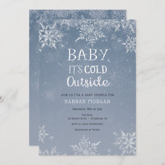 Baby's Cold Winter Snowflake Baby Shower Einladung (Vorne/Hinten)