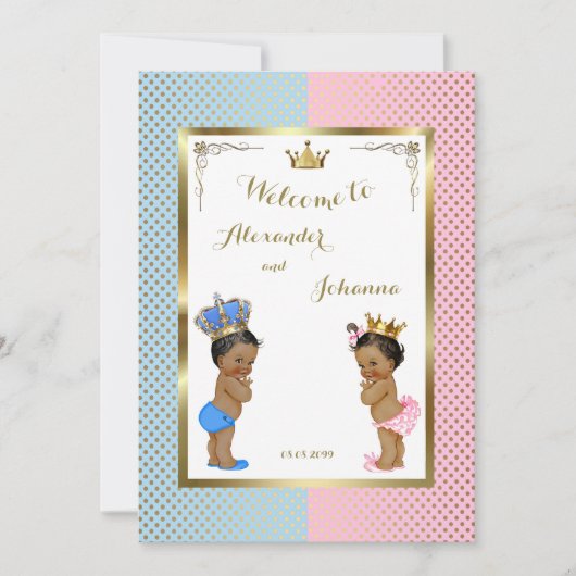 Babys Duschkabine TWINS, rosa blau, elegante Backg Einladung (Vorderseite)