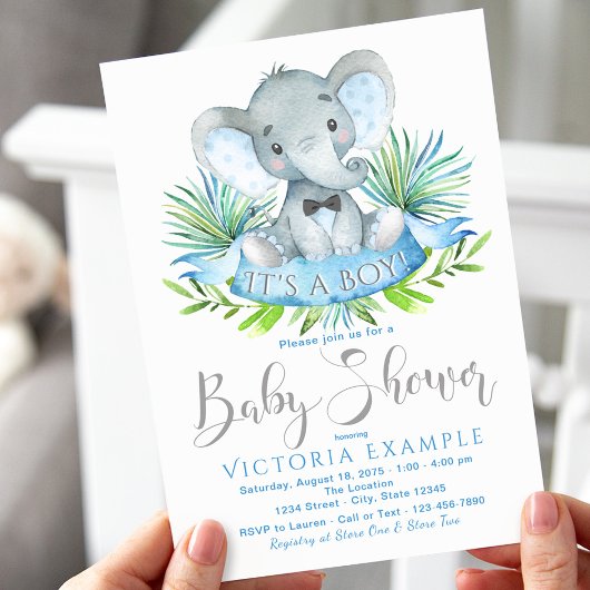 Babys Elephant Baby Shower Einladungen