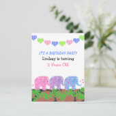 Babys Elephants Einladung zum Geburtstag (Stehend Vorderseite)