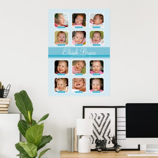 BABYS ERSTE 12 GEBURTSTAGSMONATE HALTEN JUNGEN POSTER (Heimbüro)