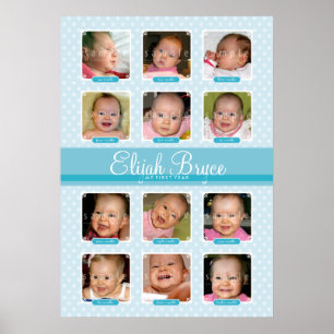 BABYS ERSTE 12 GEBURTSTAGSMONATE HALTEN JUNGEN POSTER