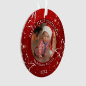 BABYS ERSTE CHRISTMAS Butterfly Foto Red Ornament (Vorderseite)