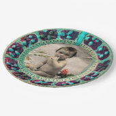 BABYS ERSTE CHRISTMAS FOTOVORLAGE BLAU PAPPTELLER (Schrägansicht)