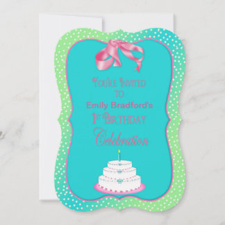 BABYS ERSTE GEBURTSTAGLICHE EINLADUNG - PINK/MINT