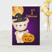 Babys erste Halloween-Teddy-Bärenhexe Karte (Gelbe Blume)