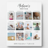 Babys erste Jahr Foto Collage Geburtsstunde Fotoplatte (Vorderseite)
