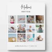 Babys erste Jahr Foto Collage Geburtsstunde Fotoplatte (Vorderseite)