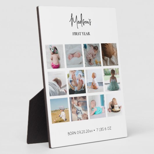 Babys erste Jahr Foto Collage Geburtsstunde Fotoplatte (Seite)