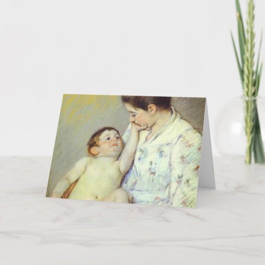 Baby's erste Kur. c) 1890, Mary Cassatt Karte (Vorderseite)