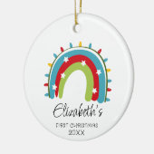 Babys erste Niedliche Rainbow-Weihnachtsleuchten Keramik Ornament (Links)
