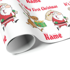 Babys Erste Weihnacht mit dem Namen Giftwrap Funny Geschenkpapier