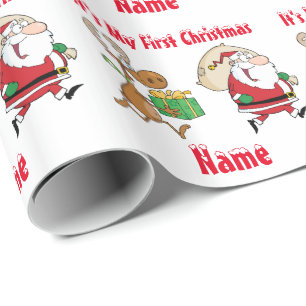 Babys Erste Weihnacht mit dem Namen Giftwrap Funny Geschenkpapier