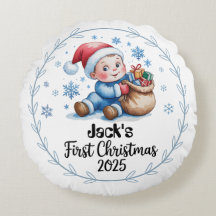 Babys Erste Weihnachten 2025 Runde Kissen - bestel