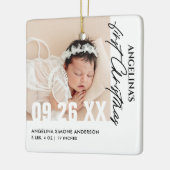 Babys erste Weihnachten 2-Foto Name & Geburtsdetai Keramikornament (Links)