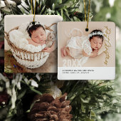 Babys erste Weihnachten 2-Foto Name & Geburtsdetai Keramikornament