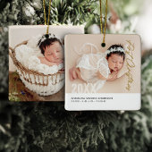 Babys erste Weihnachten 2-Foto Name & Geburtsdetai Keramikornament