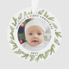 Babys erste Weihnachten 2 Fotos Grüne Ornament
