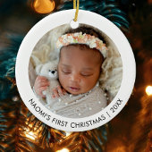 Baby's erste Weihnachten doppelseitige Custom 2 Fo Keramik Ornament