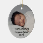 Babys Erste Weihnachten Personalisiert Moderne Ker Keramik Ornament (Rechts)