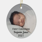 Babys Erste Weihnachten Personalisiert Moderne Ker Keramik Ornament (Links)