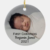Babys Erste Weihnachten Personalisiert Moderne Ker Keramik Ornament (Hinten)