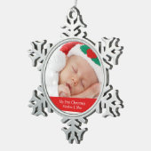 Babys Erste Weihnachten Personalisierte Fotovorlag Schneeflocken Zinn-Ornament (Rechts)
