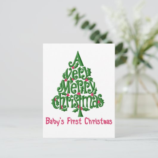 Babys Erste Weihnachten Postkarte (Stehend Vorderseite)