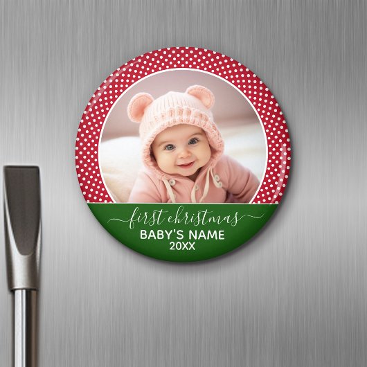 Babys Erste Weihnachten - Red Polka Dots Magnet