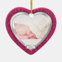 Babys Erste Weihnachten Rosa Silberes Foto Weihnac Keramik Ornament