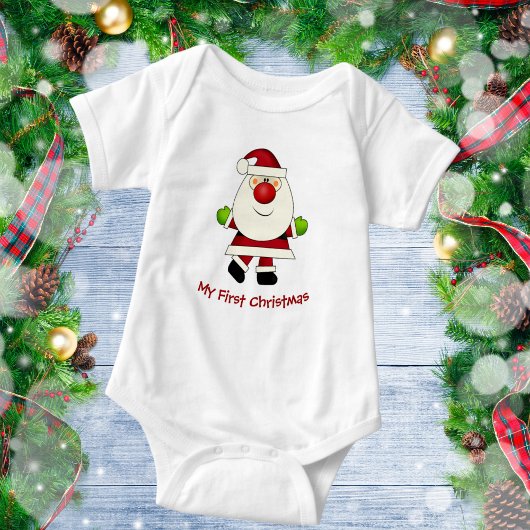 Babys erste Weihnachts-Rote Nase Santa Baby Strampler