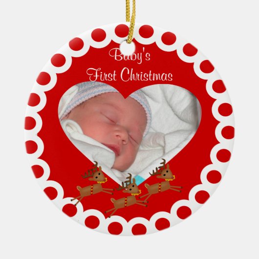 Babys erste Weihnachtsandenken-Verzierung Keramik Ornament (Vorne)