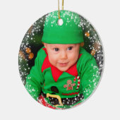 Baby's erste Weihnachtscreme-Fotovorlage Keramik Ornament (Links)