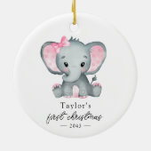 Babys erste Weihnachtselementarkalligrafie Keramik Ornament (Hinten)