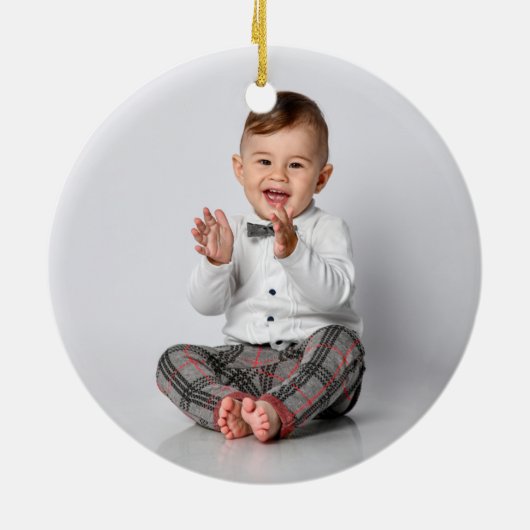 Babys Erste Weihnachtsfeier Keramik Ornament (Hinten)