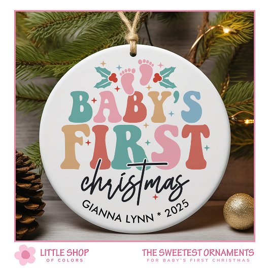 Babys Erste Weihnachtsfeier Maßgeschneidertes Foto Keramik Ornament