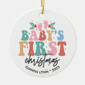 Babys Erste Weihnachtsfeier Maßgeschneidertes Foto Keramik Ornament (Vorne)
