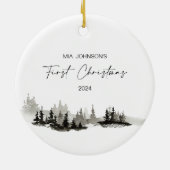 Babys Erste Weihnachtsfeier Monochrome Winterschmu Keramik Ornament (Hinten)