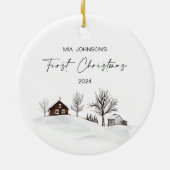 Babys Erste Weihnachtsfeier Monochrome Winterschmu Keramik Ornament (Hinten)