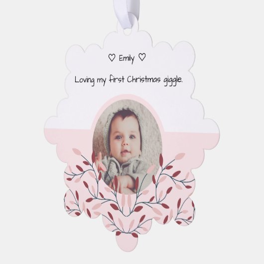 Babys erste Weihnachtsfeier Rosa Ornament (Linke Ecke)